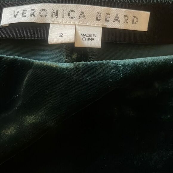 Veronica Beard Herst Satin Velvet Midi Skirt Emerald 2 NWT $548 - Picture 3 of 9